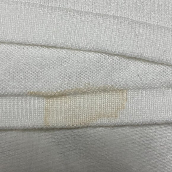 REAL CLOTHES Saks Fifth Ave White Pima Cotton Beaded Trim Top 90s Y2K S - Picture 9 of 15